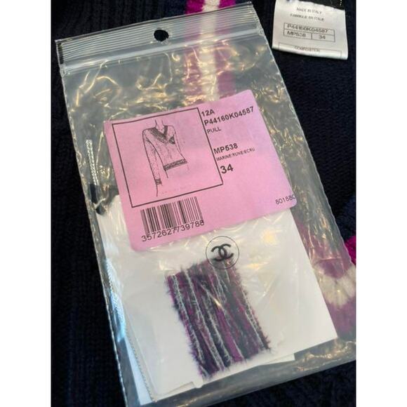 Authentic CHANEL Cashmere Logo Embroidered Preppy Cable Knit Jumper Pullover Top - Picture 9 of 9